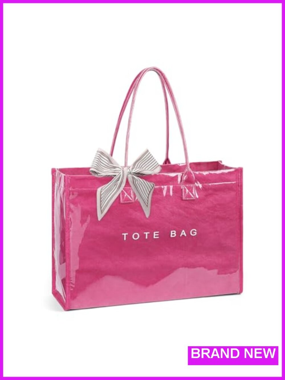 PVC Tote Bag 20L Capacity Waterproof Beach Work Hobo Handbag with Scarf Bottle